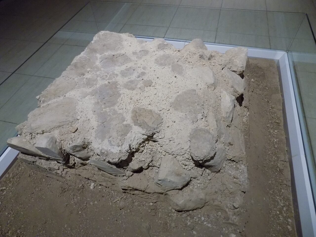 A section of the terrazzo floor from the Nevalı Çori cult building, preserved in the Şanlıurfa Archaeology Museum